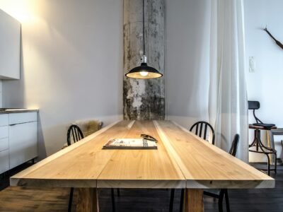 brown wooden table with chairs
